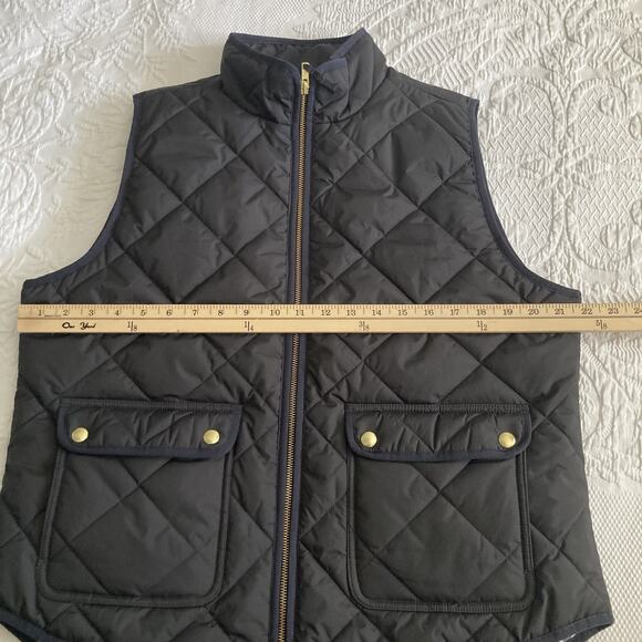 J. Crew Factory Black Quilt Puffer Vest Style BJ901 classic preppy Women’s Large - Picture 10 of 11